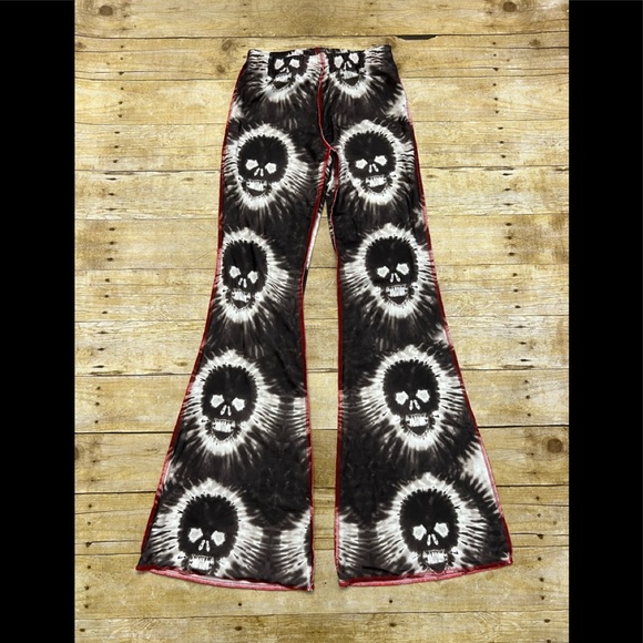 omighty Pants - NWT OMIGHTY skull tie dye flare leg pants